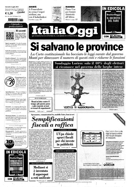 Italia oggi : quotidiano di economia finanza e politica